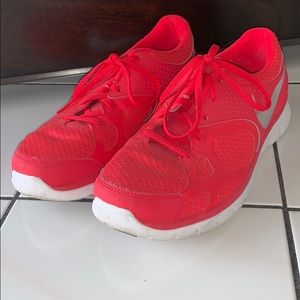 Hot pink tennis shoes